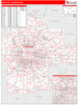 Kansas City Metro Area Wall Map Red Line Style